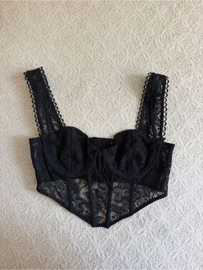 For Love And Lemons Black Lace Bustier Top